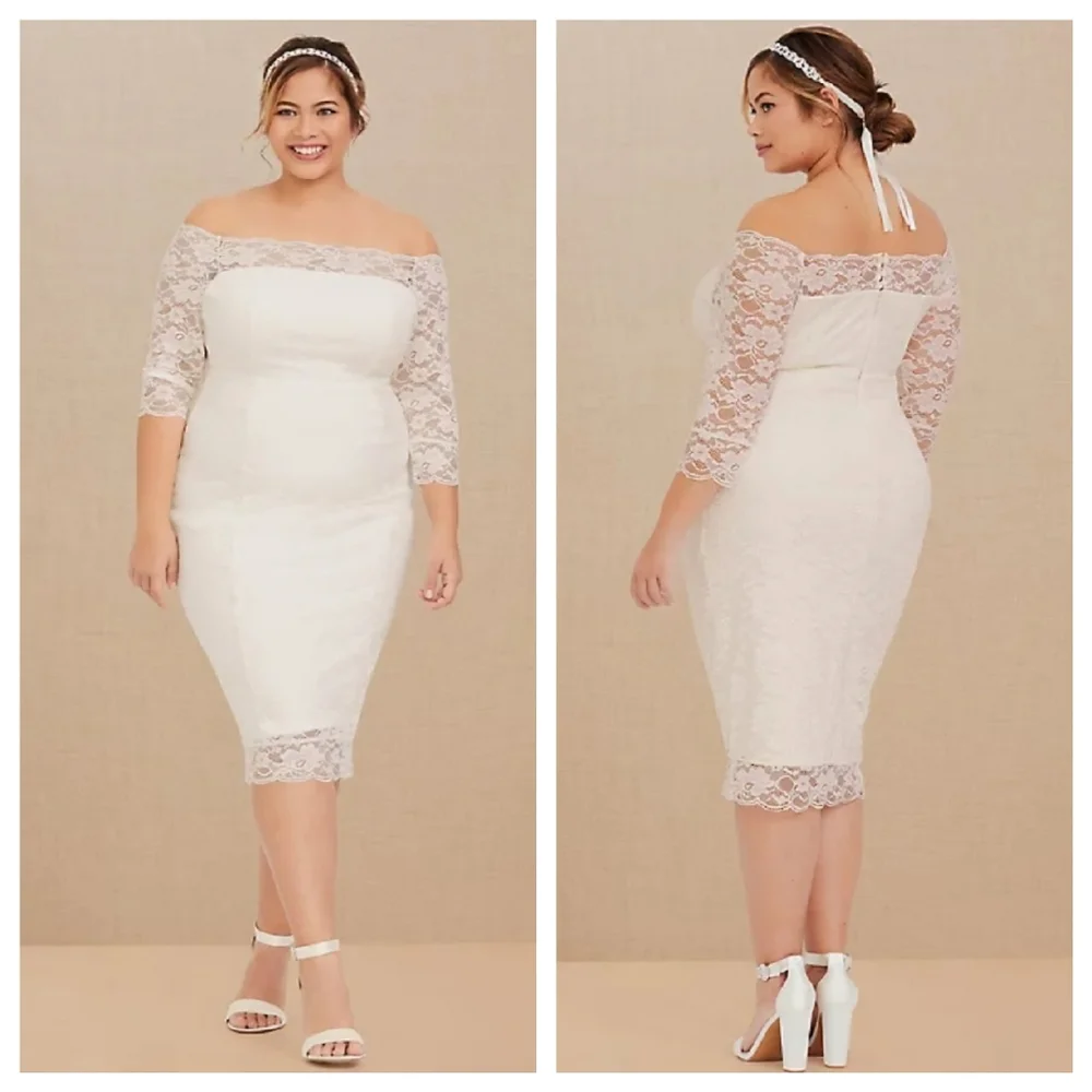 💍Torrid Ivory Lace Bodycon Dress - Picture 1 of 8